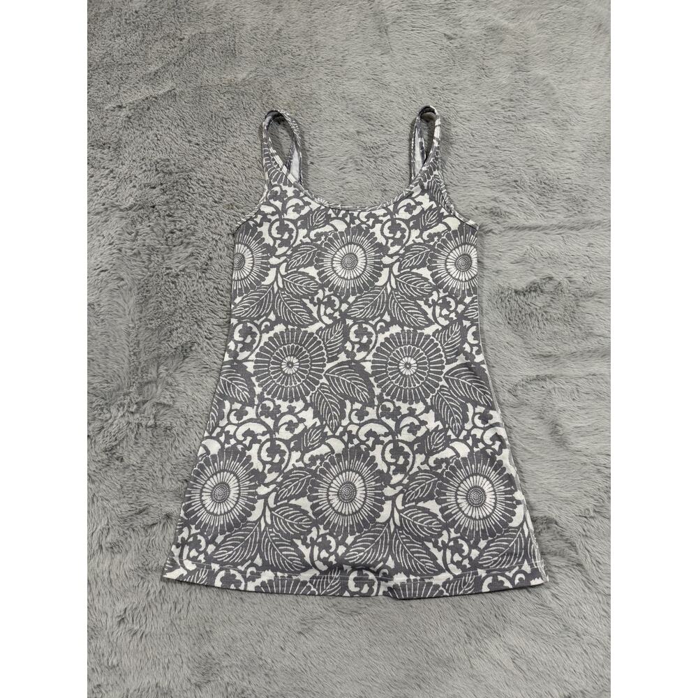 Lululemon Tank Top Womens 4 Gray Racerback Fitted Floral Activewear Yoga Gym